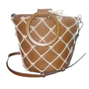 Mango Tan Crossbody with Rope Overlay and Wooden handles